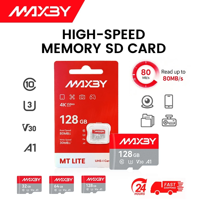 MAXBY MT LITE SD Card 80MB/s 32GB 64GB 128GB สำหรับโทรศัพท์มือถือแท็บเล็ตกล้องติดรถยนต์ TF Card