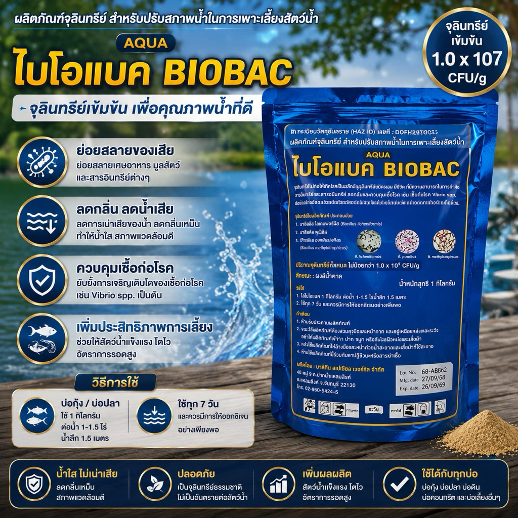 ไบโอแบค จุลินทรีย์เพาะเลี้ยงสัตว์น้ำ biobac