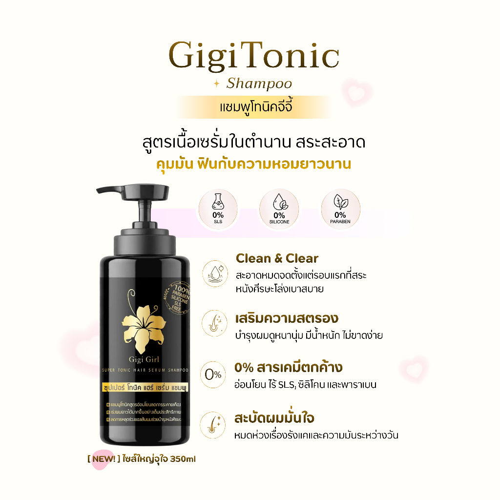 [ใหม่!] แชมพูจีจี้เหมาะสำหรับคนที่มีปัญหาผมร่วง ตัวขายดีขวดใหญ่ ขวดเบิ้ม ใช้ได้นาน 350ml