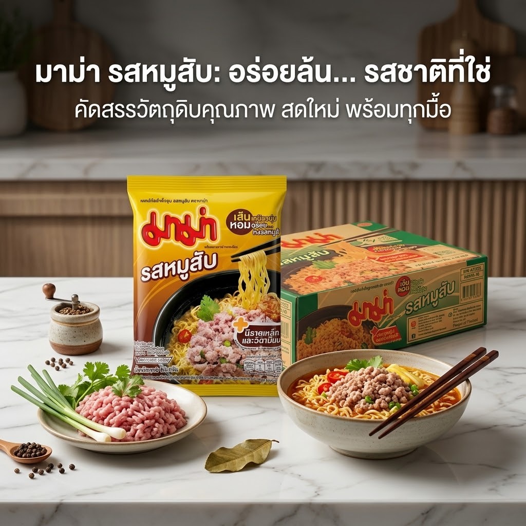 มาม่า บะหมี่กึ่งสำเร็จรูป รสหมูสับ 60 กรัม (ยกลัง 40 ซอง)