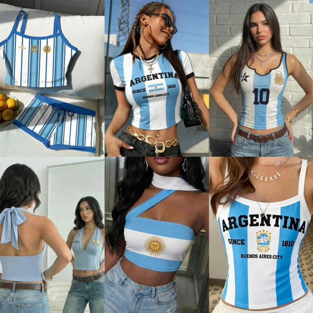 Argentina 🇦🇷 Style มัดรวบชุดลายธงอาร์เจนติน่า