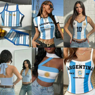 Argentina 🇦🇷 Style มัดรวบชุดลายธงอาร์เจนติน่า