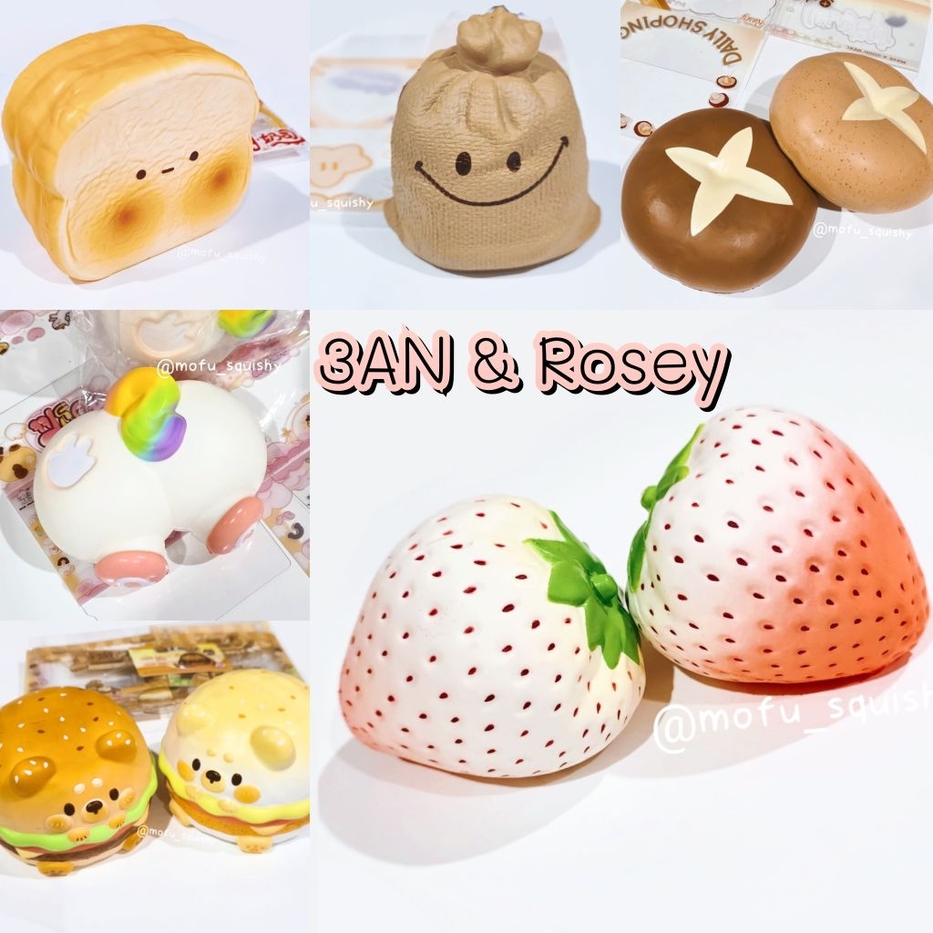 **พร้อมส่ง ใน1-3 DAYS** สกุชชี่ 3AN Rosey squishyบีบเล่นคลายเครียด หายาก