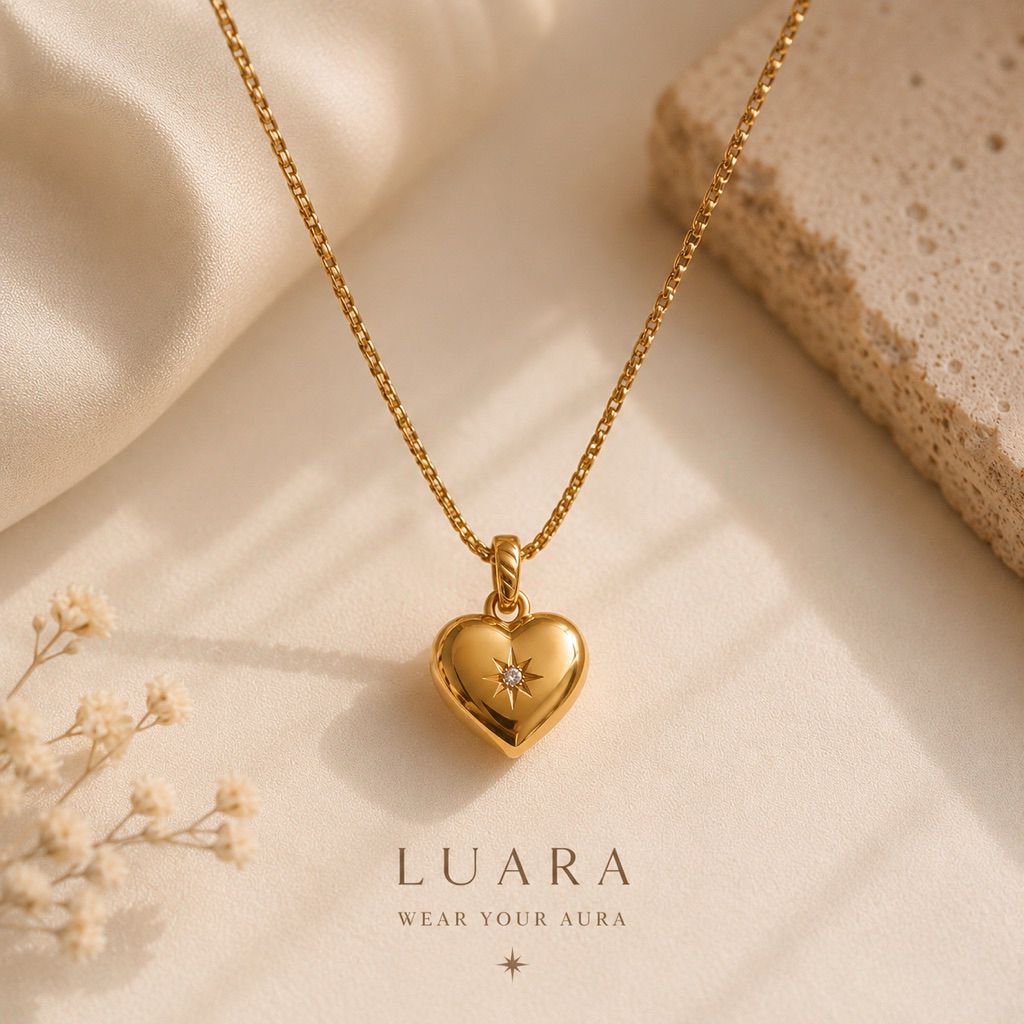 LUARA Heart Necklace สร้อยคอหัวใจ มินิมอล สีทอง สแตนเลสชุบทอง