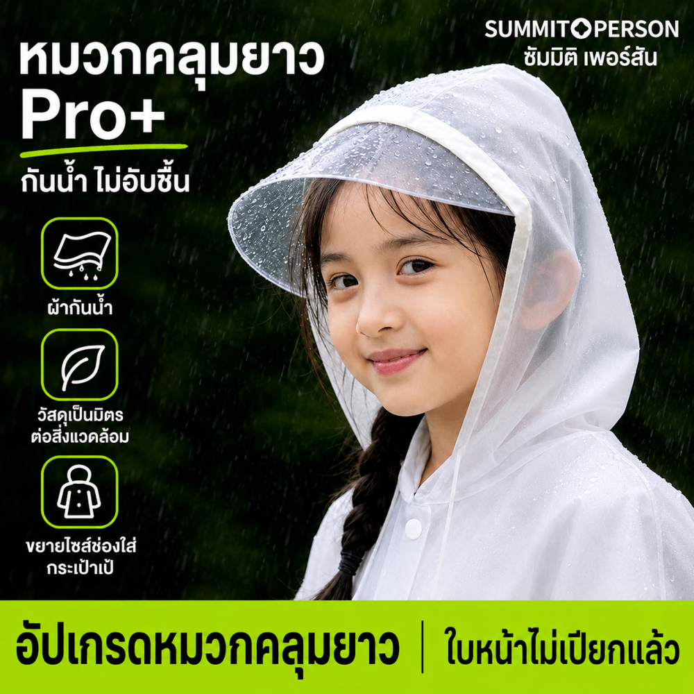 เสื้อกันฝน EVA ยาวสำหรับเด็ก บรรจุแยกชิ้น รูปที่ 2