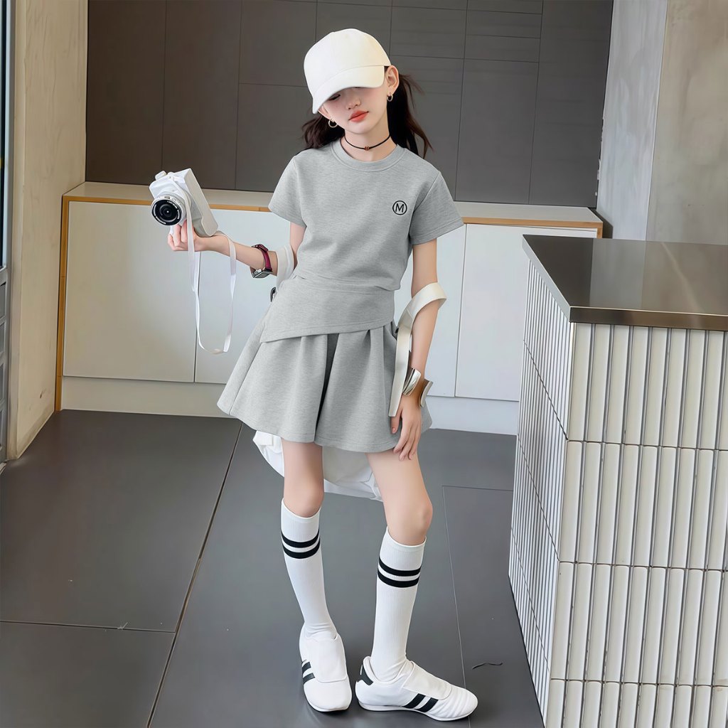 Beryl kidsชุดเซ็ทเด็กสาวแฟชั่นสไตล์เกาหลี เสื้อ + กระโปรง รูปที่ 7