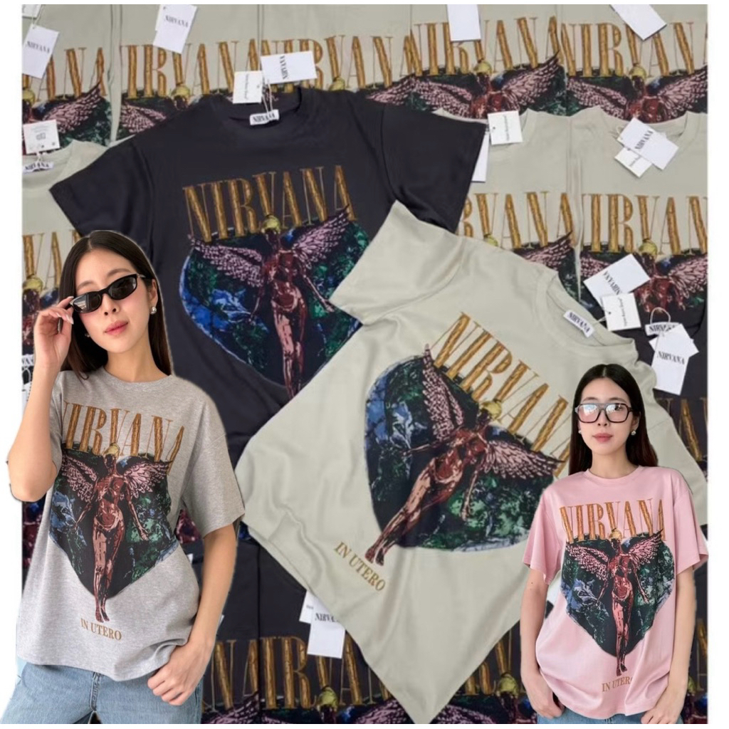 Nirvana T-shirt " เสื้อยืดคอกลมแขนสั้น Oversizeงานตามหา สกรีนสีสวย คมชัด เนื้อผ้าดี