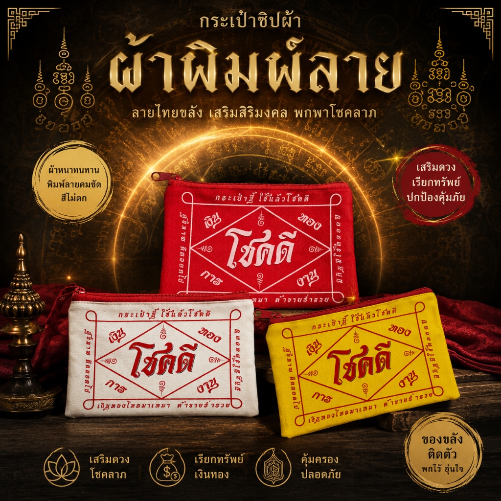 กระเป๋าผ้ายันต์ 5x8 นิ้ว ของขวัญ ของแจก ของชำร่วย สงกรานต์ พรีออเดอร์จัดส่ง 2-3 วันหลังสั่งซื้อ