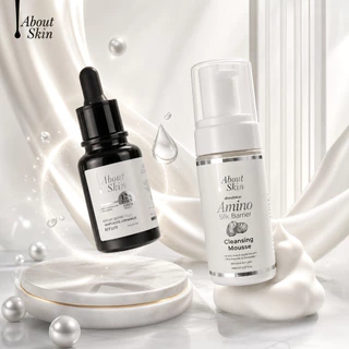 aboutskin official | เซ็ตคู่หูดูโอ้ หน้าใส-สะอาดล้ำลึก PDRN SERUM 1 ขวด + AMINO SILK MOUSSE 1 ขวด ( รวม 2 ชิ้น / ชุด )