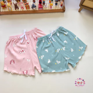 กางเกงขาสั้นถักริม เด็กหญิง S--XL พร้อมส่งในไทย