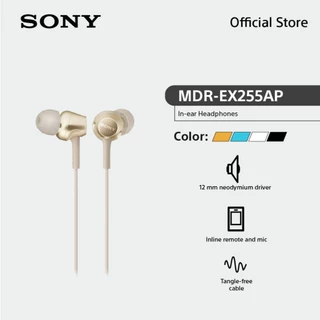 Sony หูฟัง In Ear รุ่น MDR-EX255AP | Smartphone compatible, with in-line remote mic | Y-shaped cord type, 1.2m length