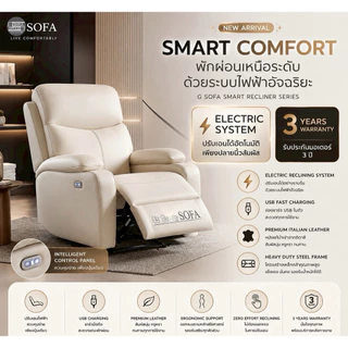 NEW First Class โซฟาปรับนอนไฟฟ้า PU 100% หนังแท้นำเข้าจากอิตาลี เก้าอี้หนังเอนนอนไฟฟ้า นั่งสบายนุ่ม รับประกัน 3 ปี 🇹🇭/