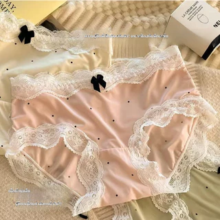 🎀M-XL🎀 กางเกงในลูกไม้ผู้หญิง เป้าผ้าฝ้ายแท้ โบว์สวย ใส่สบาย นุ่ม ยืดหยุ่นสูง สไตล์ญี่ปุ่นเซ็กซี่