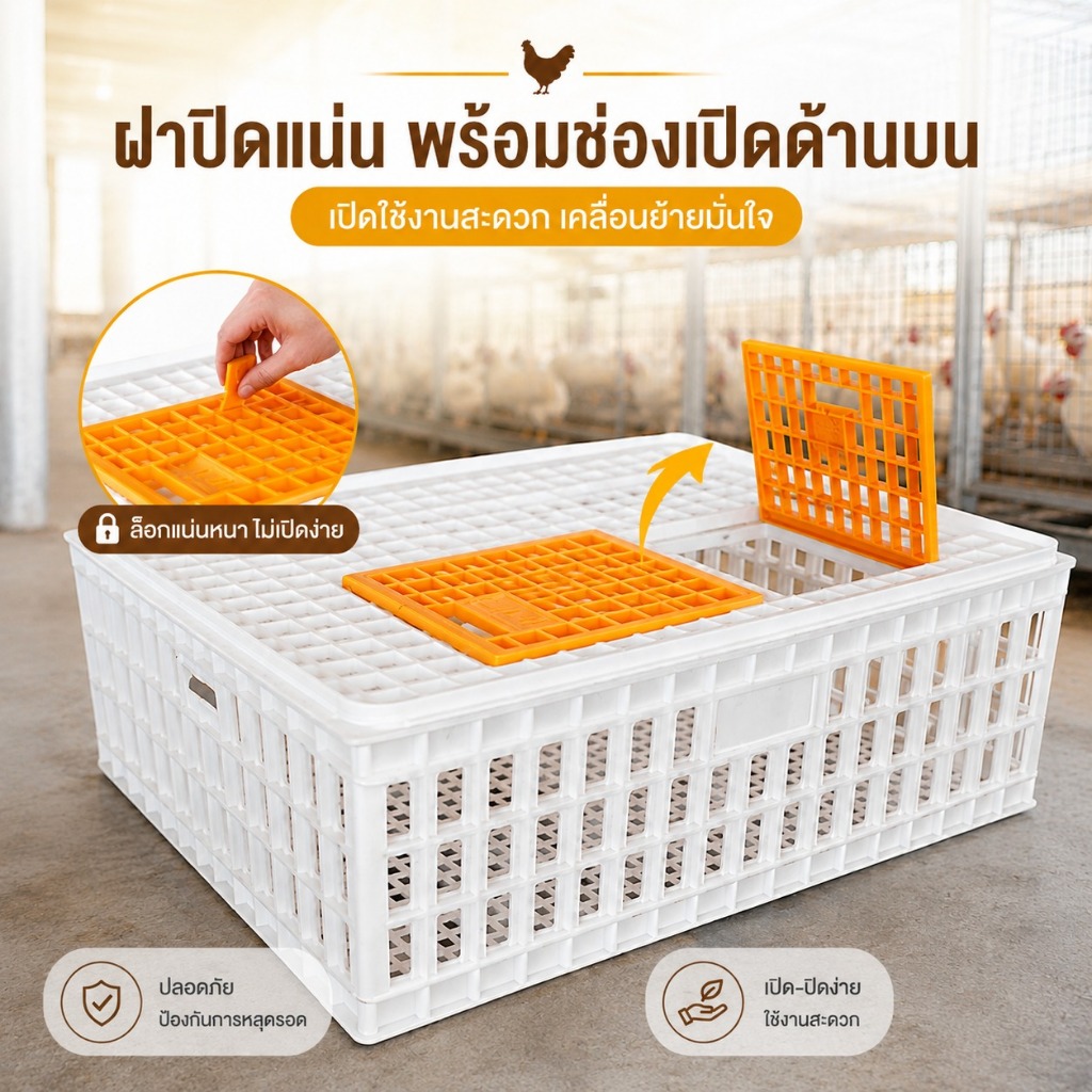 กล่องขนย้ายไก่ ตะกร้าพลาสติกฟาร์มสัตว์ปีก แข็งแรง รูปที่ 7