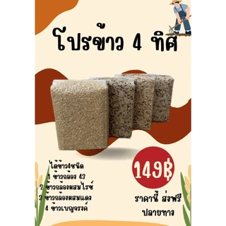 [ ส่งฟรี ] ข้าว4ทิศตราทรัพย์ธนา ขนาด4กิโลกรัม ถุงสุญญากาศ เก็บได้นาน