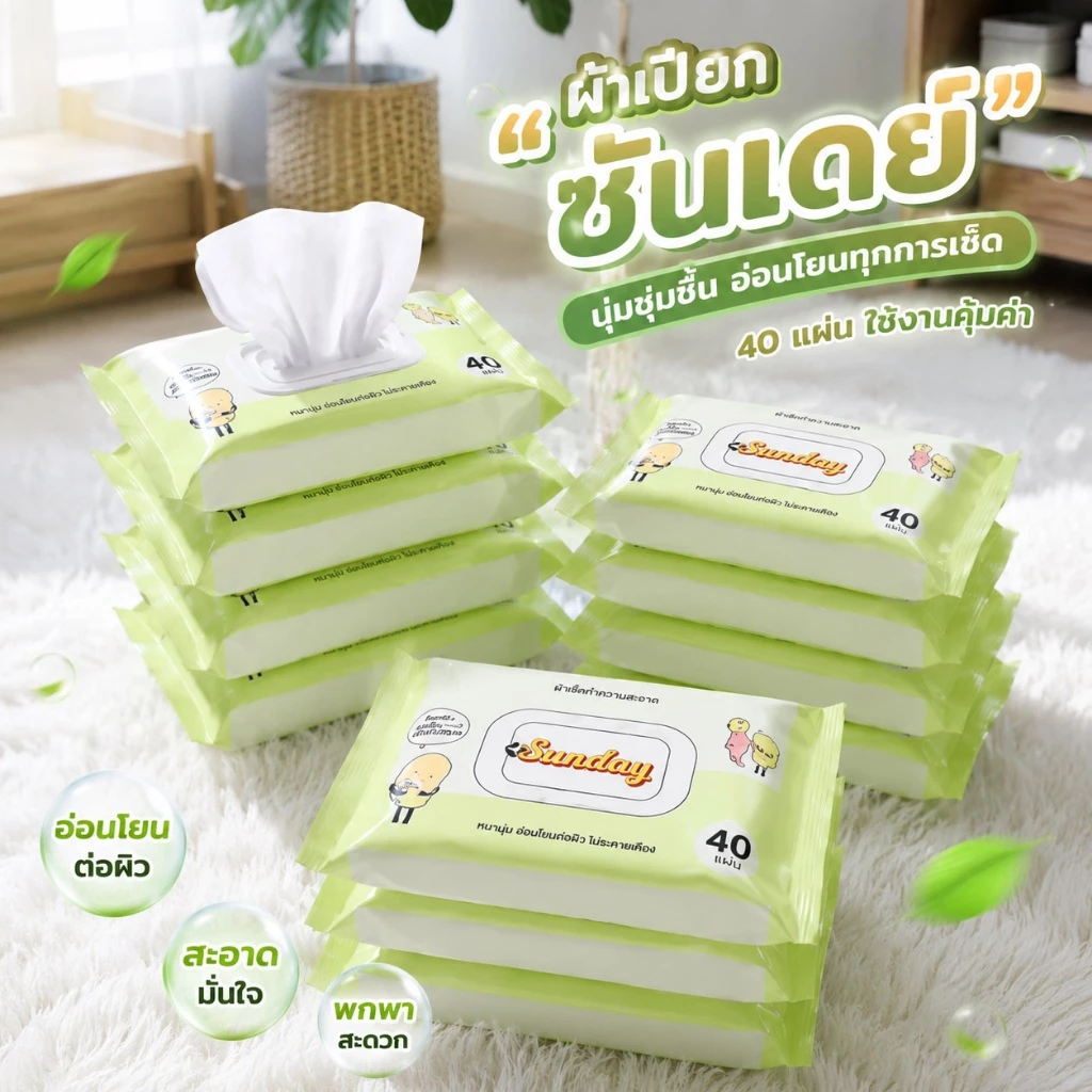 EQUAL กระดาษทิชชู่เปียกห่อใหญ่ 40 แผ่น สูตรอ่อนโยน นุ่มสบาย ไม่ระคายเคือง ผ้าเปียก ทิชชู่เปียกพา ดึงใช้งานง่าย