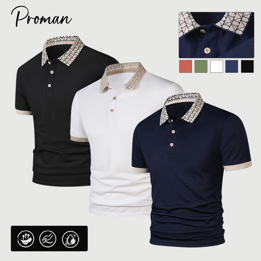 PROMAN เสื้อโปโลผู้ชาย  คอปกลาย  เสื้อแขนสั้นสบายๆ  แฟชั่นสุดฮิต ใส่ได้ทุกโอกาส  หลวม