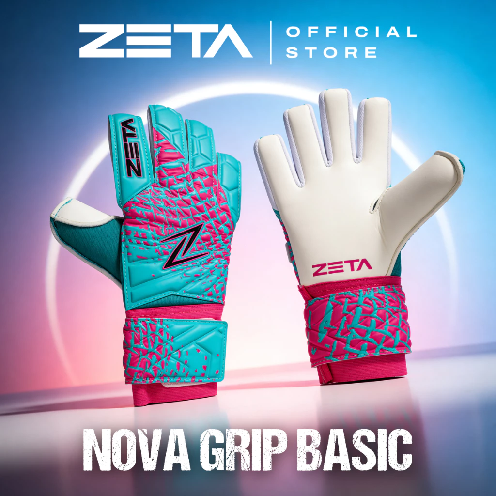 ZETA ซีต้า ถุงมือผู้รักษาประตู รุ่น NOVA GRIP BASIC สีเขียว/ชมพู *Grip แน่น เซฟมั่นใจ ในงบสบายกระเป๋า* GREEN/ PINK