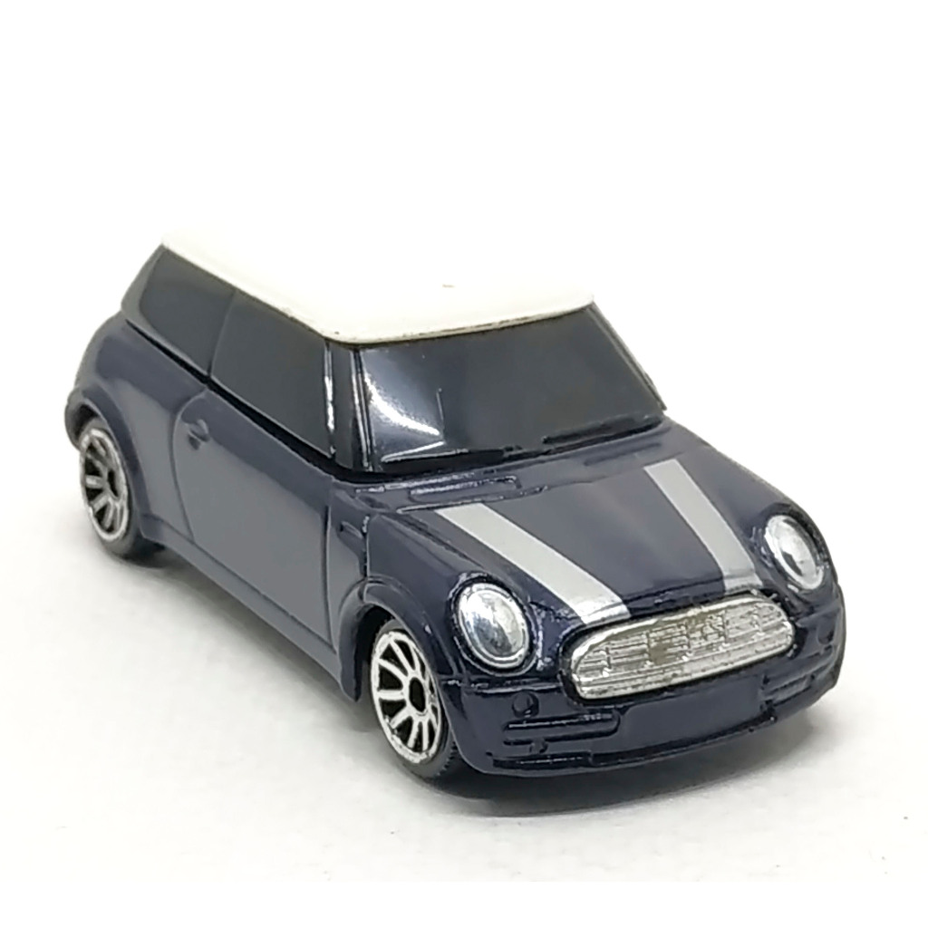 Majorette Mini Cooper - สีน้ำเงิน คาดเงิน หลังคาขาว /Wheels 5U /scale 1/56 (3 inches) no Package