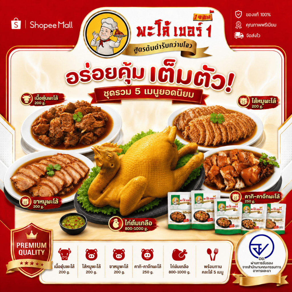 ชุดพะโล้ 5 อย่างสุดคุ้ม เพียง 599.-  รวมเมนูเด็ดขายดี อิ่มจุก คุ้มกว่า ซื้อแยกแน่นอน!