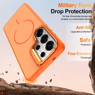 เคสสำหรับ Samsung S26 Ultra พร้อมวงแหวนแม่เหล็ก ขาตั้งเลนส์ ผิวสัมผัสแบบด้าน S25FE/S24+/S23U ครอบคลุมเต็ม เคสกันกระแทก