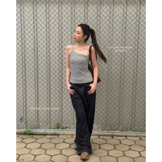 arka atelier - midnight indigo jeans (s-xxl) กางเกงยีนส์เอวสูงขากระบอกกลาง