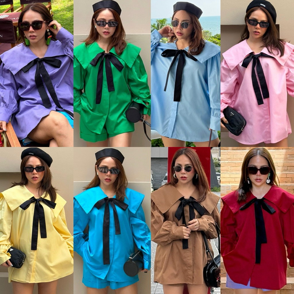 Bright by Aruna :เชิ้ตปกกะลาสีBright Sailor Collar Shirtอก44“/อก50”(20สี)