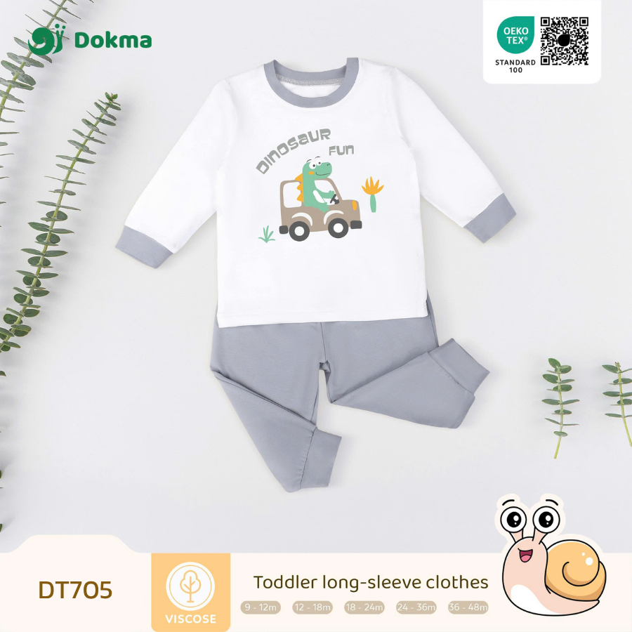 Dokma (9-6.2kg) ชุดเสื้อแขนยาวเด็ก ผ้าวิสโคส Viscosel Fabric -  DT392 Baby Long-Sleeve Clothes (6-36M) DT705
