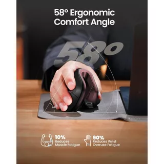 ProtoArc EM11 NL เมาส์แนวตั้ง Ergonomic เพื่อสุขภาพ ไร้สาย บลูทูธ 2 ช่อง + 2.4G ชาร์จได้ สีดำ-แดงไวน์ รับประกัน 2 ปี