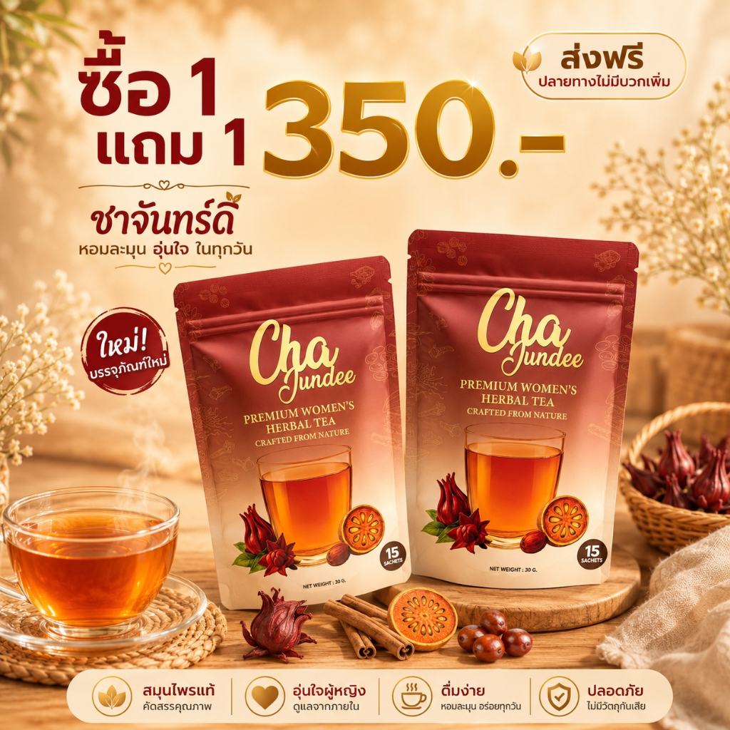 ชาจันทร์ดีชาชงแบบซอง1แถม1ชาสำหรับผู้หญิง