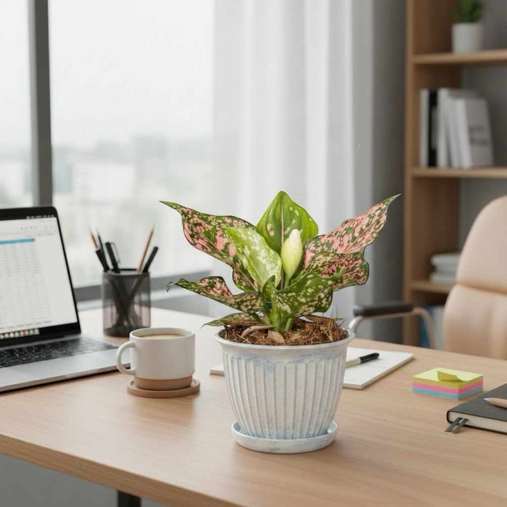 รับเงินรับทอง ต้นรับเงินรับทอง 5-6 ใบ กระถาง 6 นิ้ว (Aglaonema Pink Dalmation) Pot”6