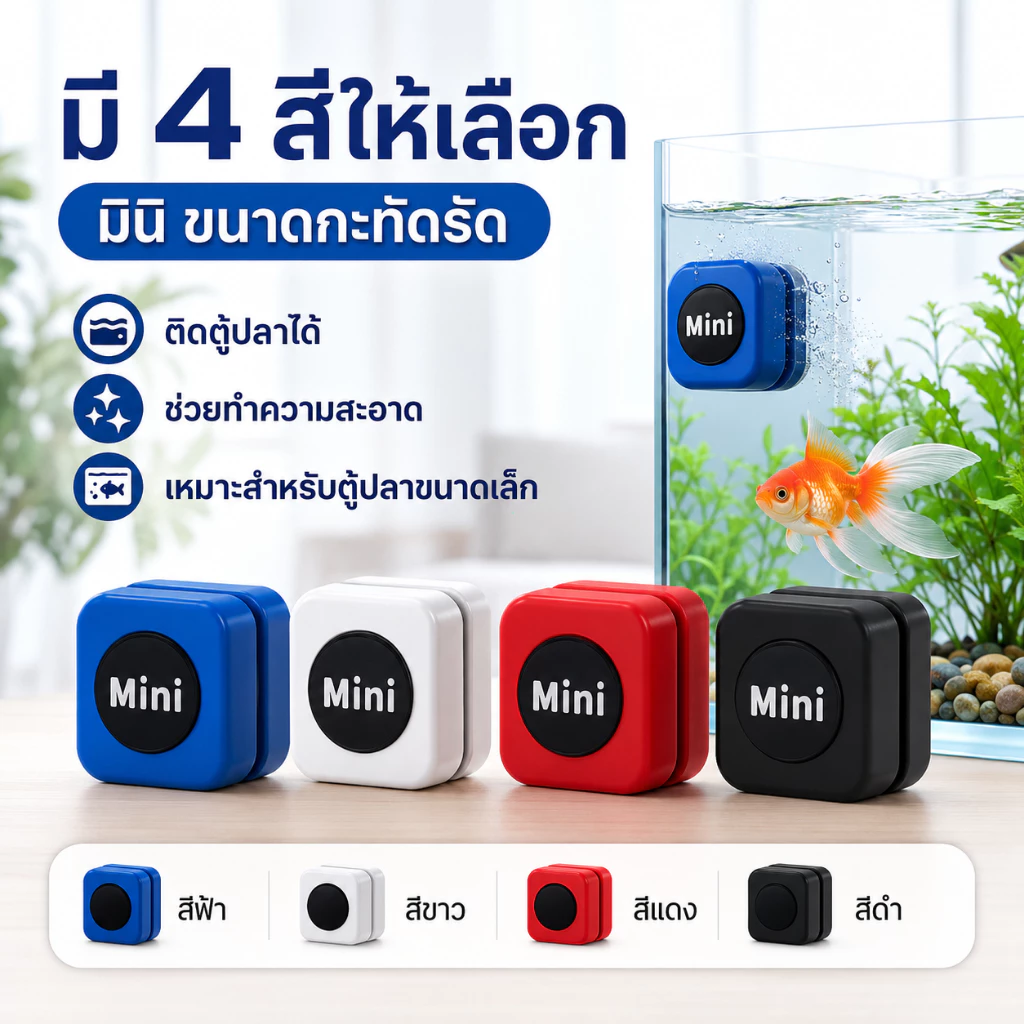 แปรงแม่เหล็กทำความสะอาดตู้ปลา มินิ ไม่เหลือคราบ คราบสาหร่ายและสิ่งสกปรก สำหรับตู้ปลาและตู้ไม้น้ำ