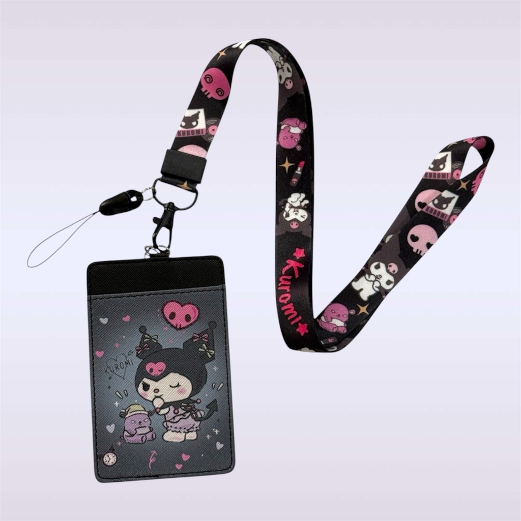KUROMI BL ที่ใส่บัตร  พร้อมสายคล้องคอ ลาย คุโรมิ งานดี สวยงาม สำหรับ บัตร 6x8 cm (body 7x11cm) สายกว