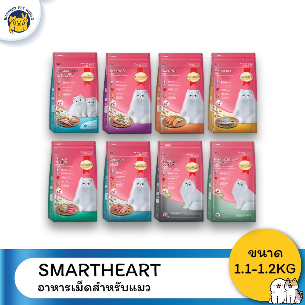 Smart heart cat อาหารเม็ด สมาร์ทฮาร์ท 1.1-1.2KG