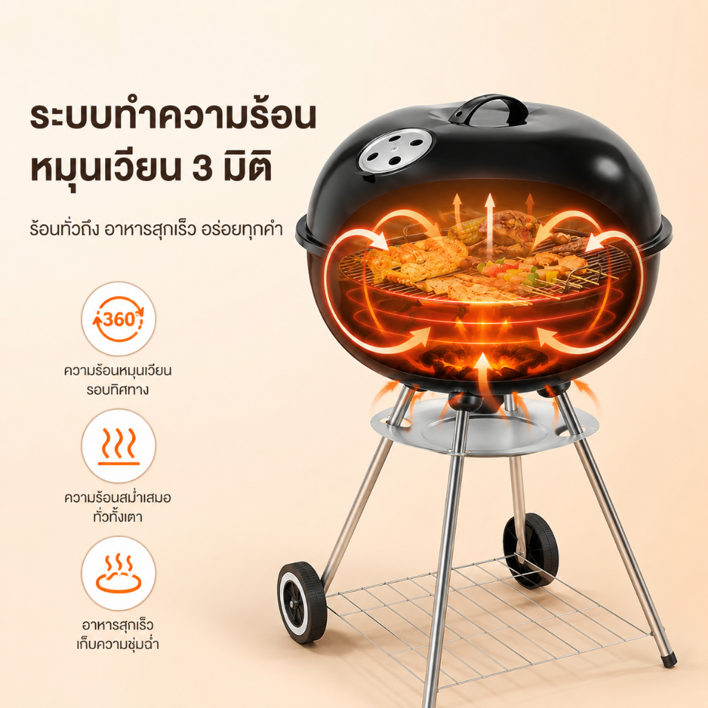 SGE เตาบาร์บีคิว เตาย่าง รุ่น BBQ-KG ขนาด 22 ลิตร โดดเด่นด้วยสไตล์อเมริกัน รับประกัน 1 ปีเต็ม