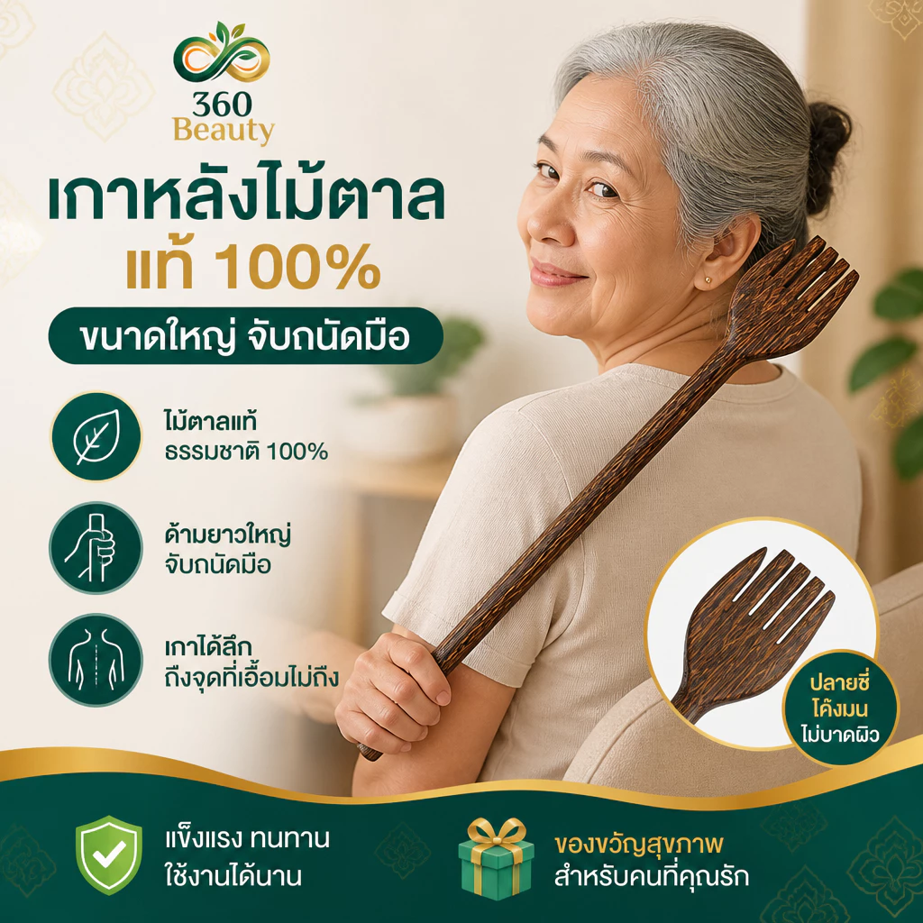 ไม้เกาหลังไม้ตาลแท้ งานทำมือ 100% ไม้เกาหลังด้ามยาว แข็งแรงทนทาน แก้คันได้ตรงจุด ของใช้ในบ้านเพื่อสุขภาพ (เกรดพรีเมียม)