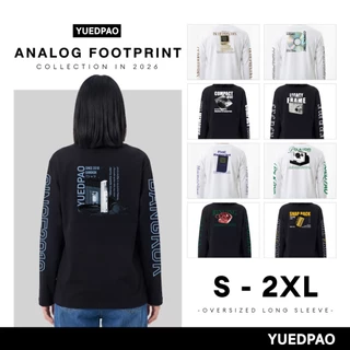Yuedpao Oversized Long Sleeve Analog Footprint Collection เสื้อยืดแขนยาว ผ้าหนาทรงสวย ยับยาก รีดง่าย เสื้อสกรีน (9 ลาย)