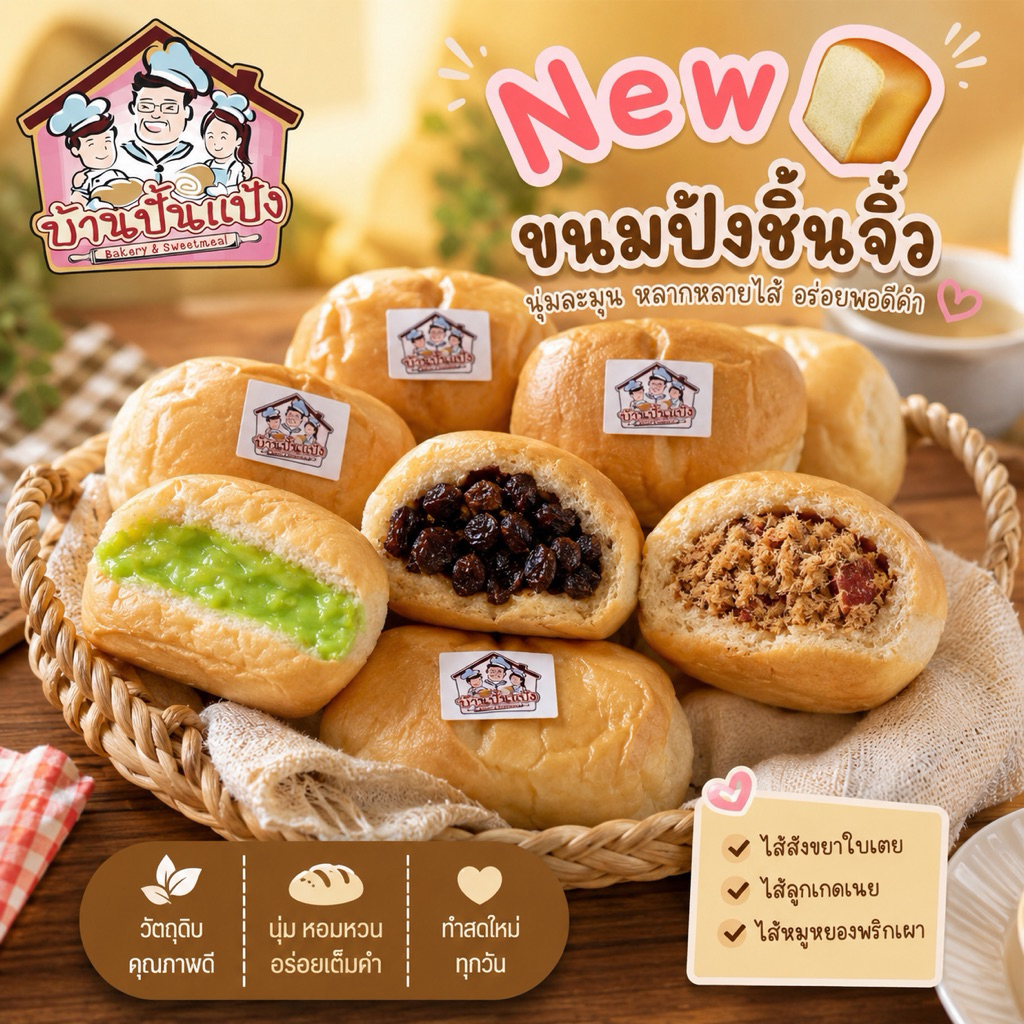 ปังจิ๋ว ไส้แน่น แป้งนุ่มคุ้มค่า ปังปั้นแป้ง