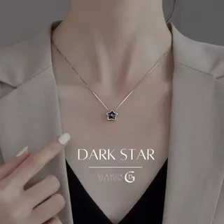 GLAMOR✨สร้อยเงินเเท้ Dark Star สร้อยคอรูปดาวทรายดำ ทำให้ผิวขาว เรียบหรูทำงาน เข้ากับทุกชุด