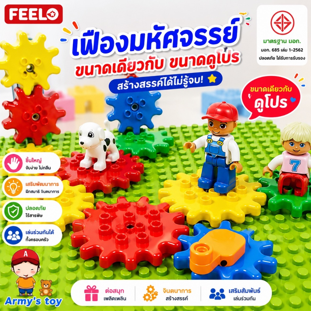 FEELO ของเล่นตัวต่อ ชุดตัวต่อบ้าน จำนวน 124 ชิ้น ขนาดเดียวกับดูโปร