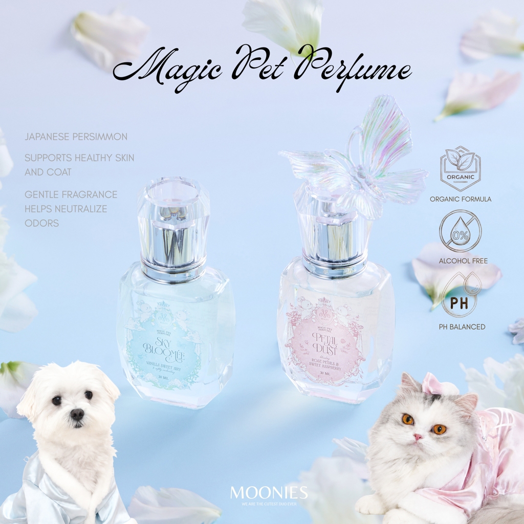Moonies.style น้ำหอมสัตว์เลี้ยง - Magic Pet Perfume ใช้ได้ทั้งหมาและแมว สูตรออร์เกนิก 100% กลิ่นหอม ช่วยเรื่องผิวหนัง