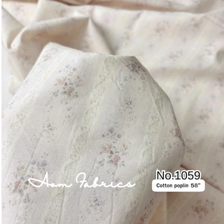 Aom Fabrics🌷ผ้าคอตตอนป๊อปลิน No.1059 สีอ่อน น่ารักมาก ผ้านิ่ม หน้ากว้าง 58 นิ้ว ผ้าเมตรนำเข้า พร้อมส่ง
