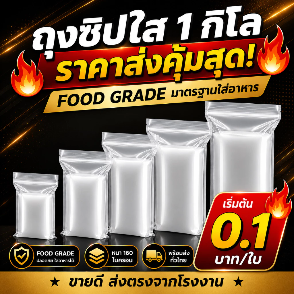 (แพ็ค 1 กิโล/0.5กก.) ถุงซิป ตัวล็อคแน่น มีหลายขนาด คุนภาพดี ราคาประหยัด ล็อค ซิปใส ซิปหนา ถุงหนา