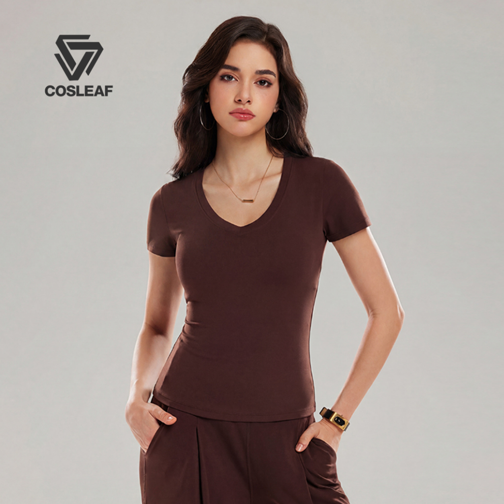 Cosleaf Sweetheart Fit เสื้อยืดคอหัวใจแขนสั้น ผ้าเนียนนุ่ม ยืดหยุ่นสูง เก็บทรง ใส่สบาย พร้อมส่งจากไทย