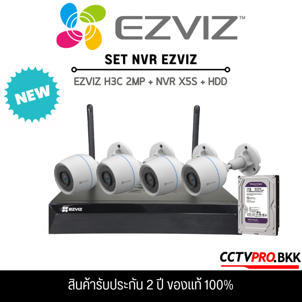 SET EZVIZ กล้อง EZVIZ H3C  ความละเอียดชัด 2MP เครื่องบันทึก รุ่น NVR X5S CS-X5S-R100-8W