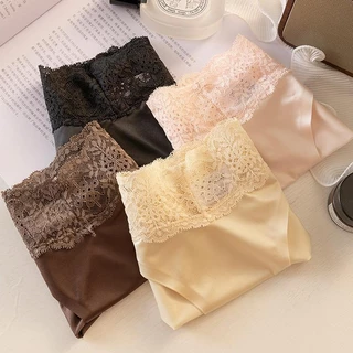 M-XL กางเกงในผู้หญิง ผ้าซาตินลูกไม้ เนื้อผ้าคุณภาพดี ตัดเย็บไร้รอย หรูหราระดับพรีเมียม นุ่มละมุนผิว เซ็กซี่สวยเก๋