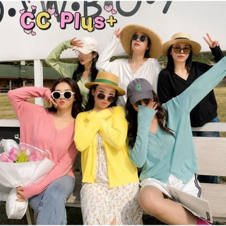 CiCi Plus+(2797) เสื้อคาร์ดิแกนไหมพรมเนื้อนุ่ม สีพื้น แมตช์ง่าย ใส่คลุมได้ทุกลุค สำหรับสาวพลัสไซส์