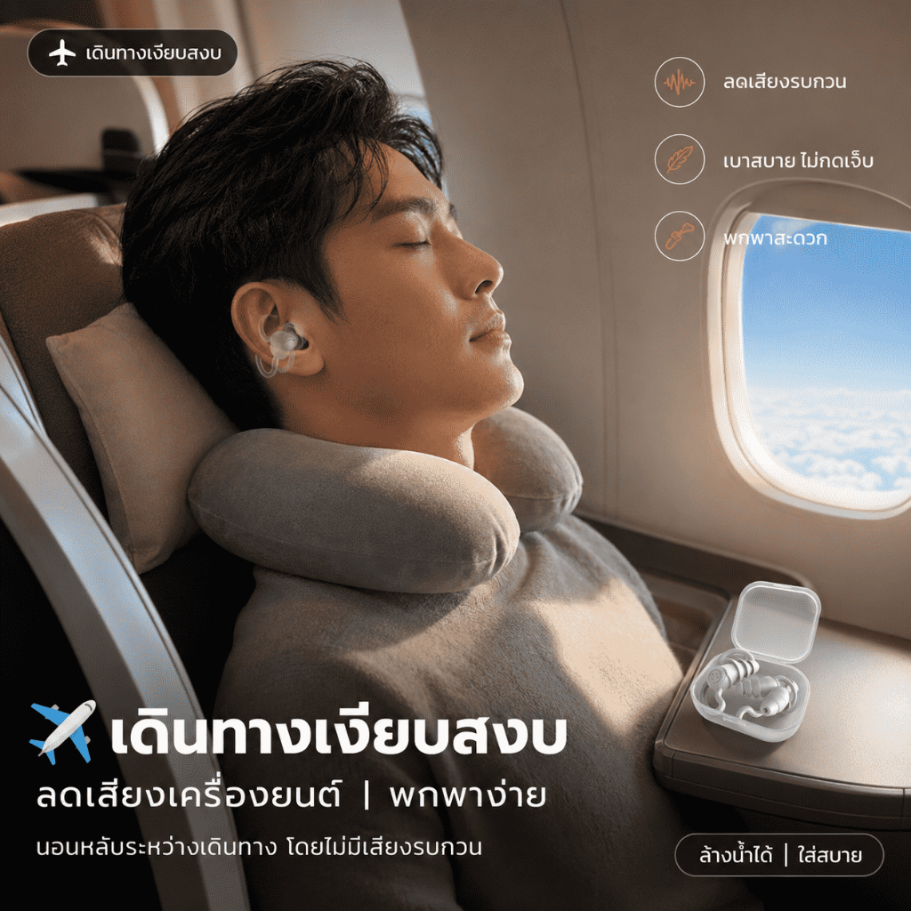 Earplugs ลดเสียง นุ่มใส่สบาย ที่อุดหู ที่อุดหูตอนนอน ที่อุดหูกันดัง เอียปลั๊กอุดหู อุดหูกันเสียง เอียร์ปลั๊ 2-in-1