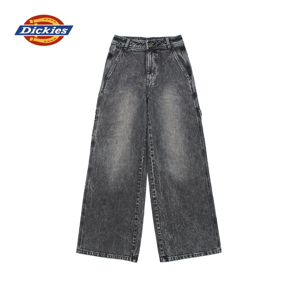 DICKIES WOMEN'S CARPENTER PANTS (WIDE LEG) - LIGHT GRAY WASH กางเกงขายาว ผู้หญิง