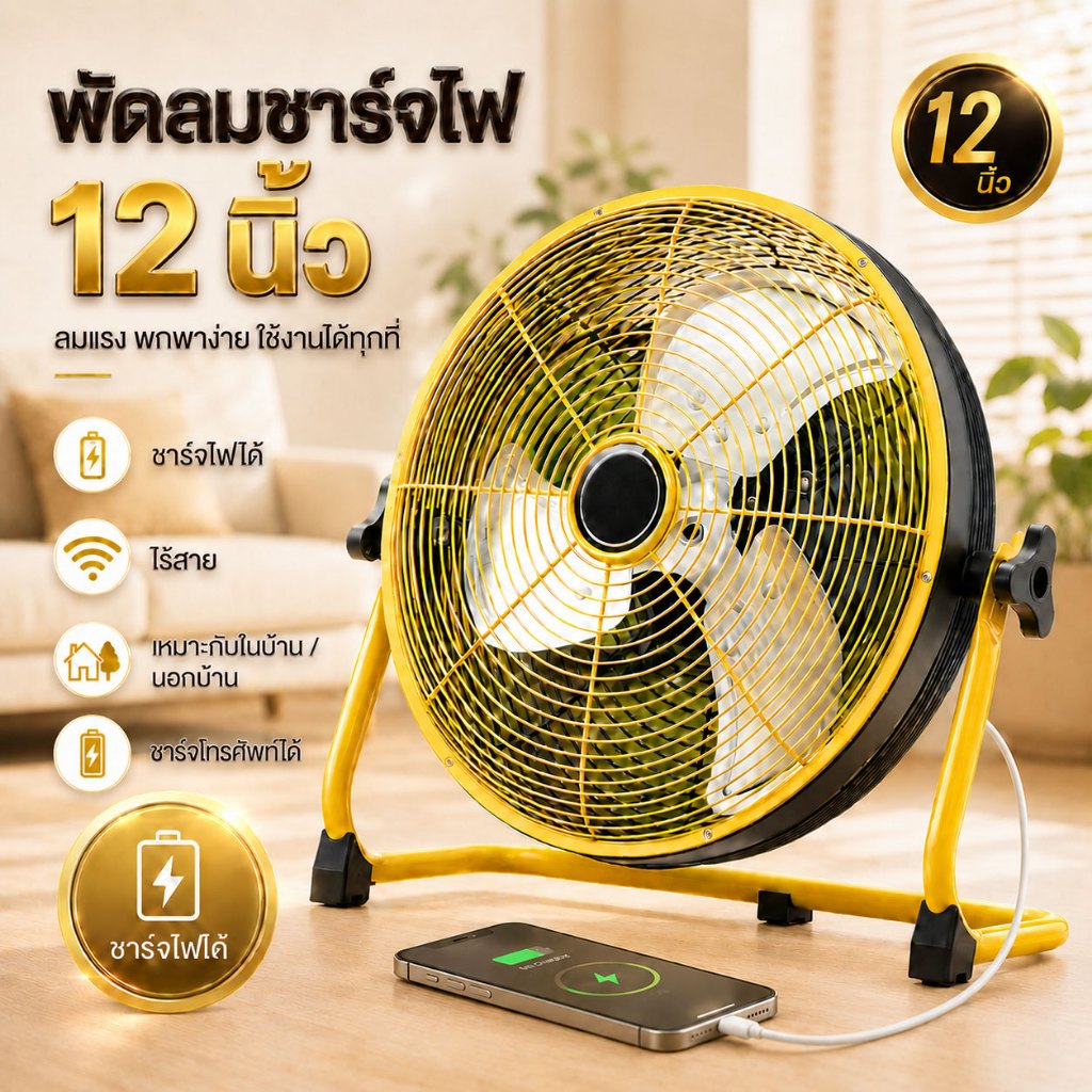 💯% 【ขายดี】พัดลมอุตสาหกรรม12นิ้ว ลมแรง ​พัดลมพกพา ขนาด 14นิ้ว ลมแรง แบตอึด กันฝนได้ พัดลมตั้งพื้น พัดลมอุตสาหกรรม
